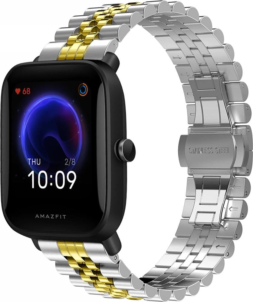 Браслет металлический Stech Line для Amazfit Bip U Silver/Gold (27048-67)