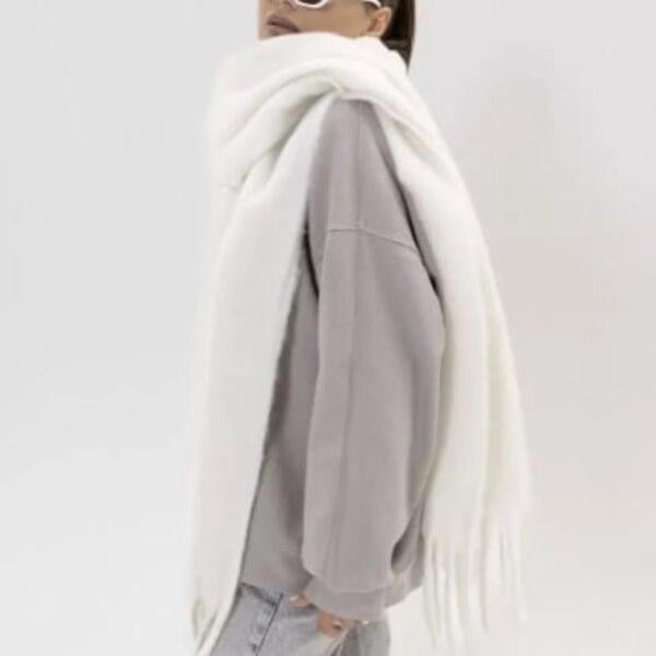 Шарф женский объемный на зиму Белый (VLD205) - фото 3 Шарф женский объемный на зиму Белый (VLD205) - фото 3