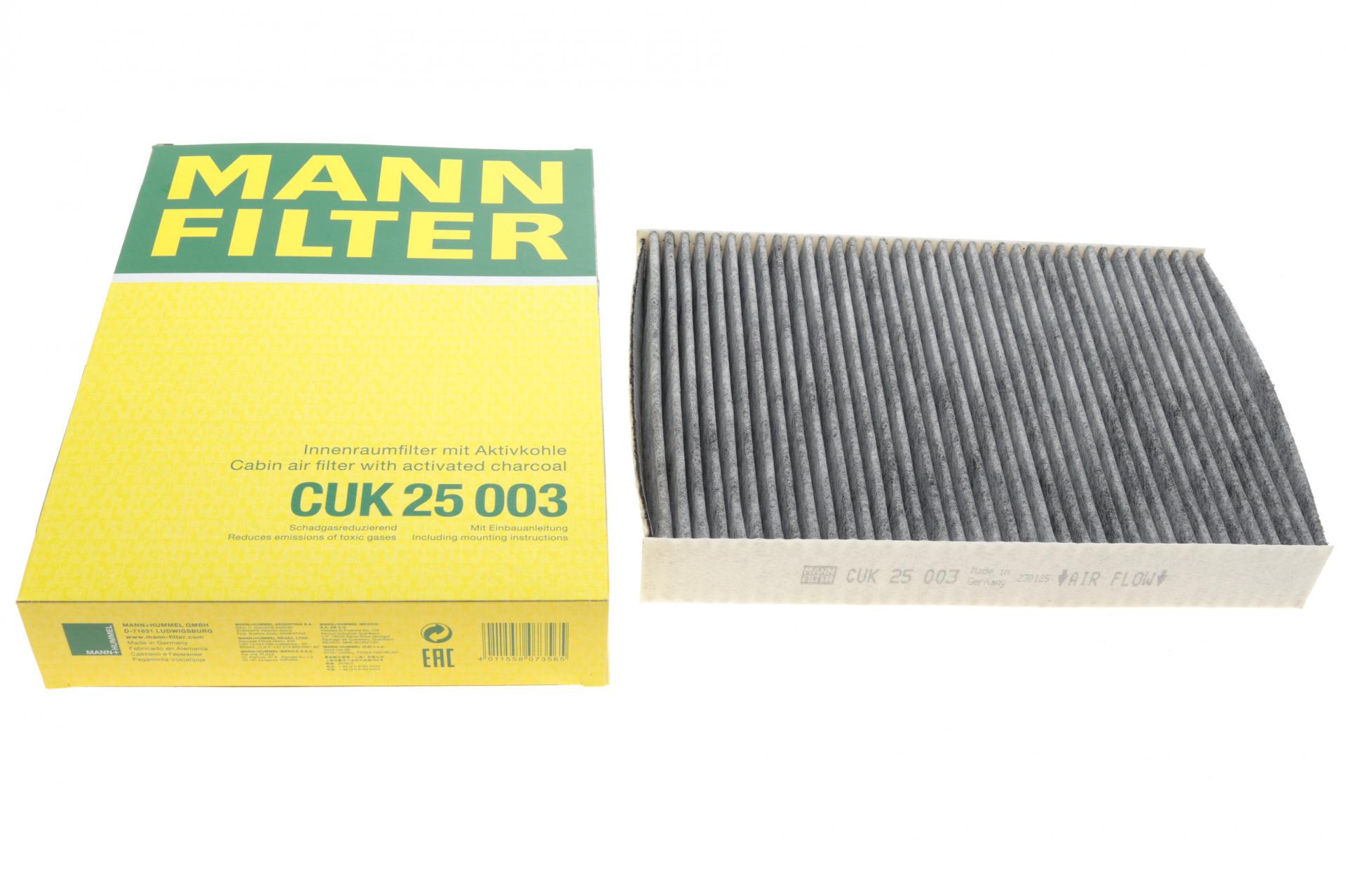Фильтр салона Mann-Filter для Nissan Qashqai II/Renault Espace V/Kadjar/Megane IV/Talisman 1,2-1,6D 13- угольный (CUK 25 003)