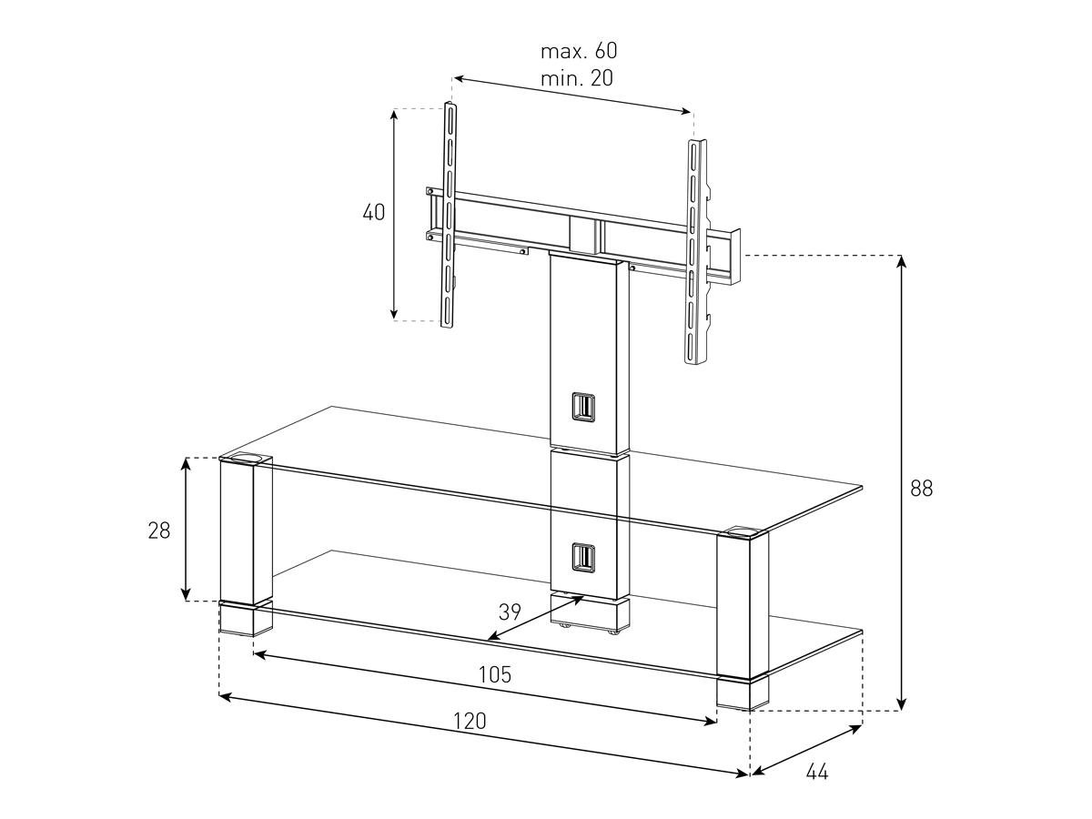 Подставка для телевизора Sonorous PL 2400-B-HBLK 120x44x43 см Черный (2400) - фото 6