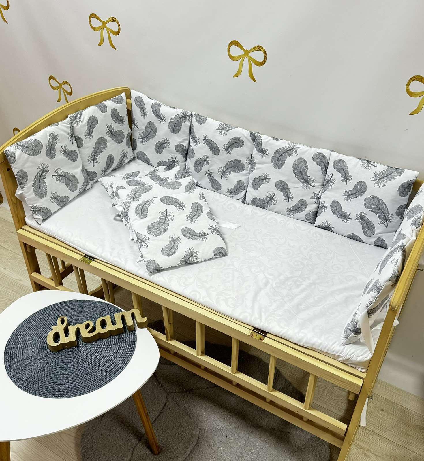 Защита для бортиков на 4 стороны из 12 подушек для детской кроватки 120x60x30 см (034)