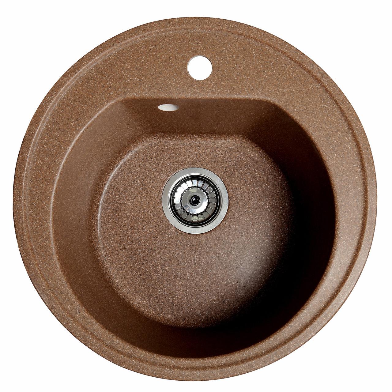 Мийка кухонна кругла Класик зі штучного каменю Теракот (1570457793)