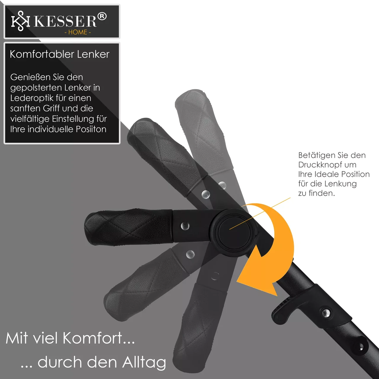 Коляска детская с автокреслом KESSER 3в1 94x64x119 см Черный - фото 5