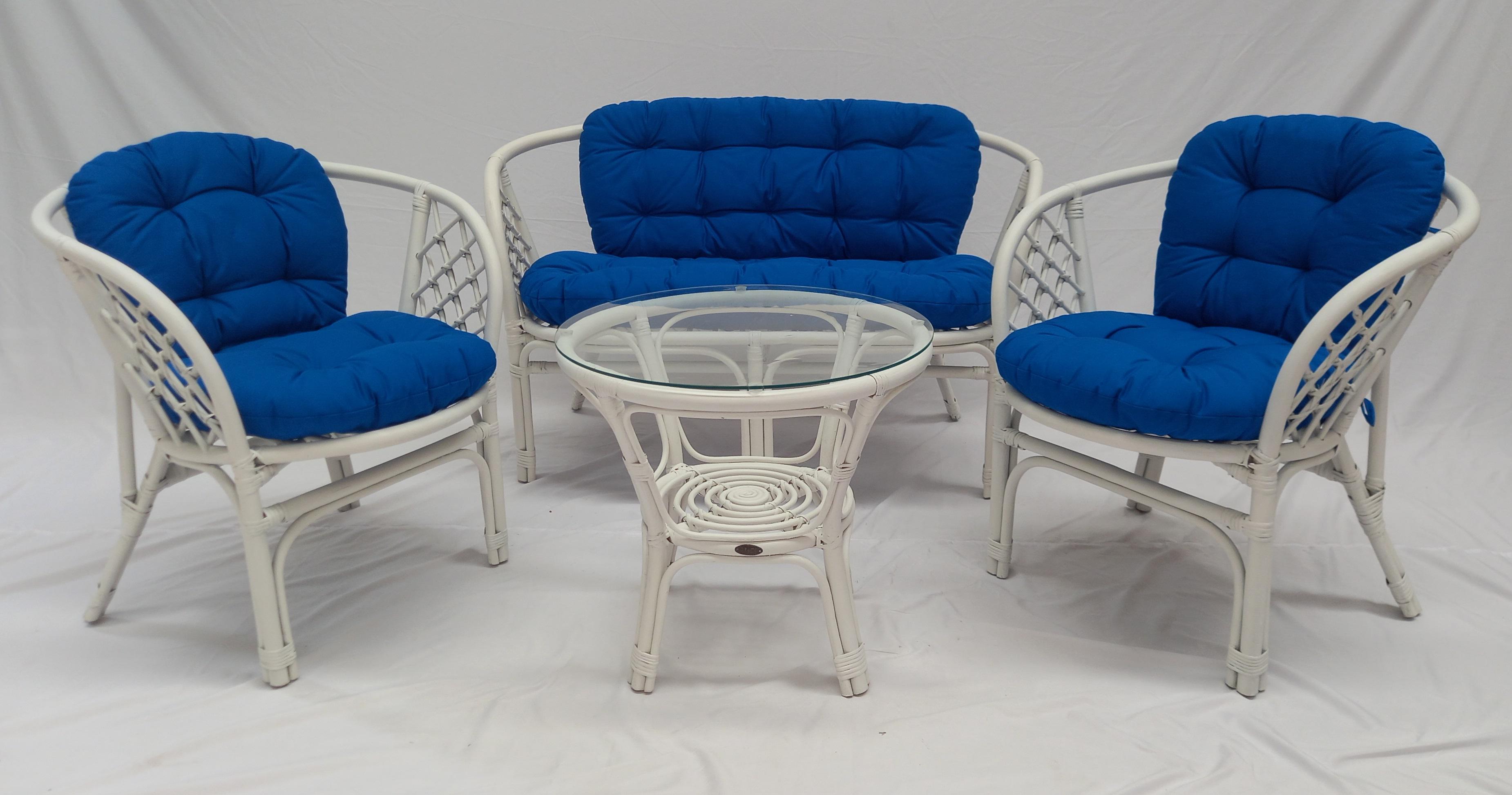 Комплект плетеной мебели из натурального ротанга софа/2 кресла и столик для дома/террасы и кафе (2094421621)