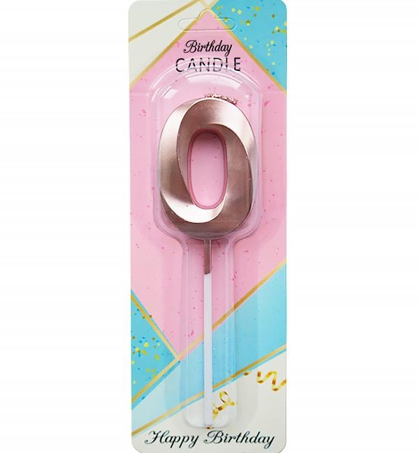 Свечи в торт цифра 0 5 см Пудровый металлик