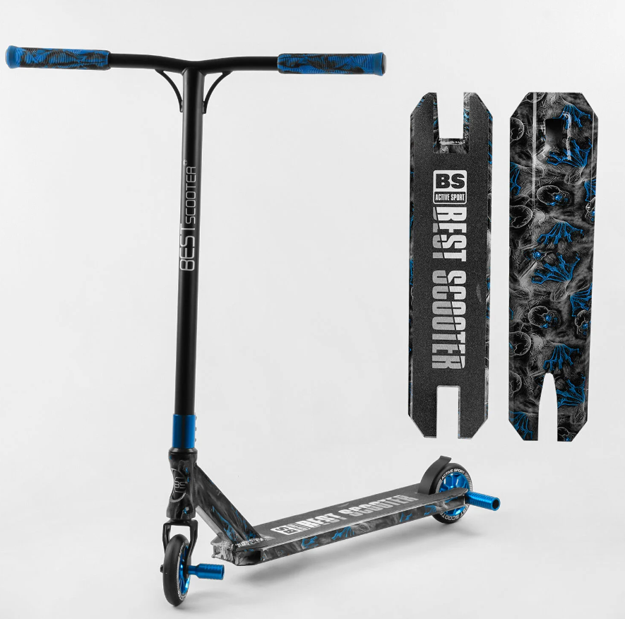 Самокат трюковой Best Scooter BS-77566 HIC-система/пеги/алюминиевый диск и дека с принтом (105679) - фото 3