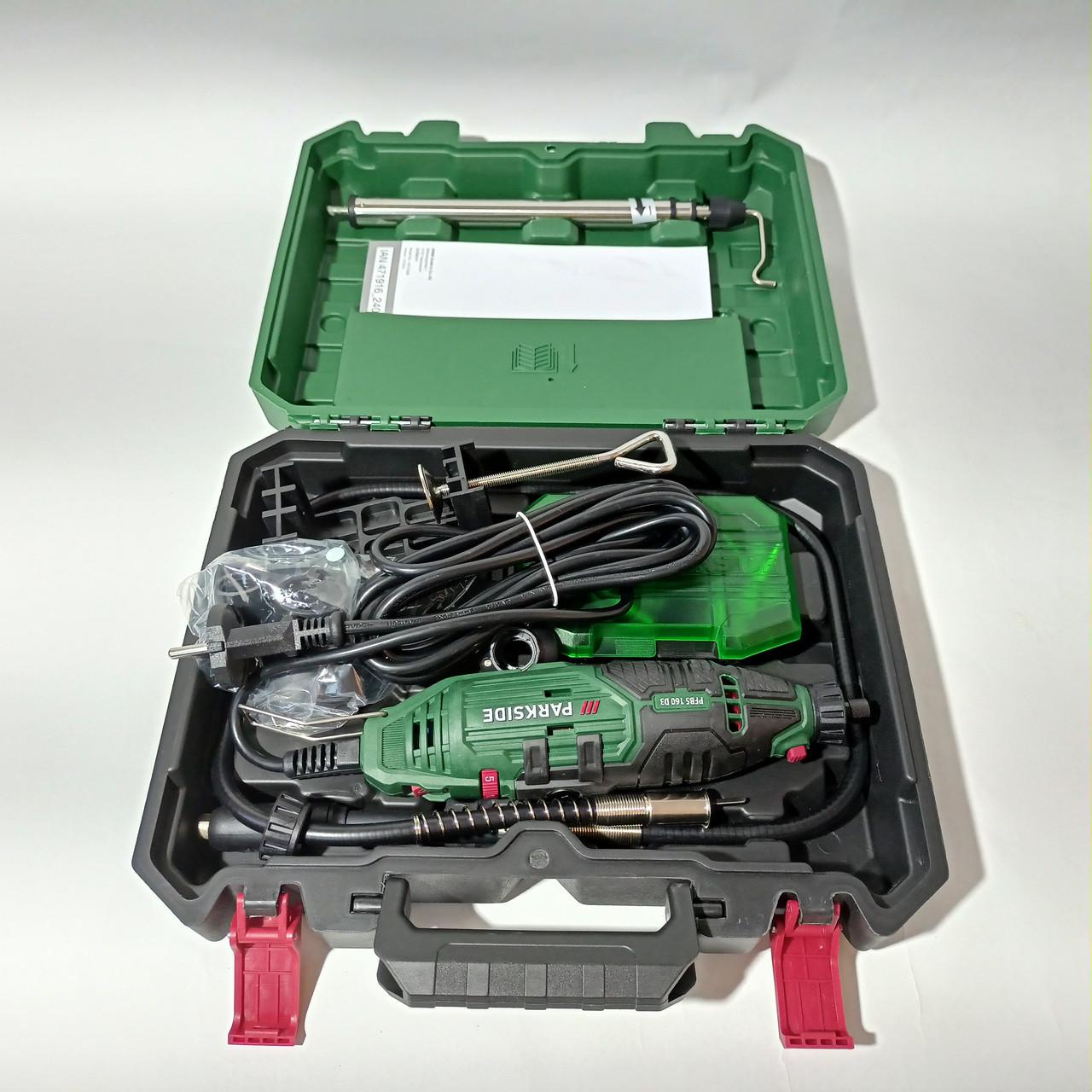 Гравер с гибким валом PARKSIDE PFBS 160 D3 стойка/кейс/набор насадок (PFBS 160 D3) - фото 3 Гравер с гибким валом PARKSIDE PFBS 160 D3 стойка/кейс/набор насадок (PFBS 160 D3) - фото 3