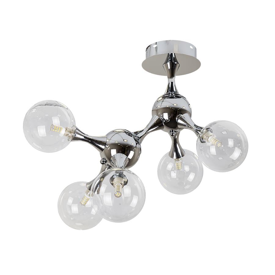 Люстра молекула потолочная Levistella 7529817-5 CR/CL хром плафон Прозрачный