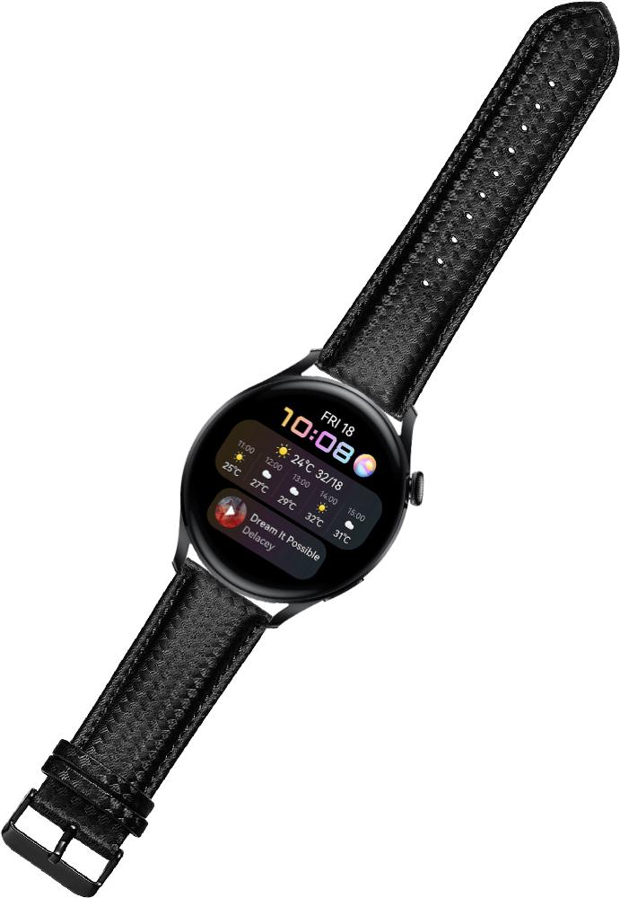 Ремешок кожаный Carbon для Huawei Watch 3 Black (22552-2B)