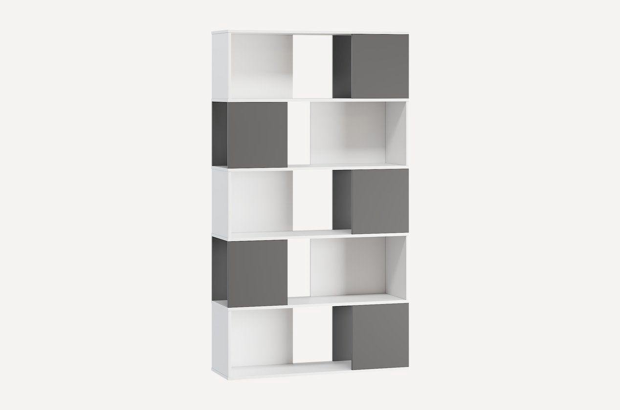 Стелаж-полиці Moreli Laos FLA-0002 для книг та декору 1000х1830х320 мм Білий/Антрацитовий (fla-0002-wh-ant)