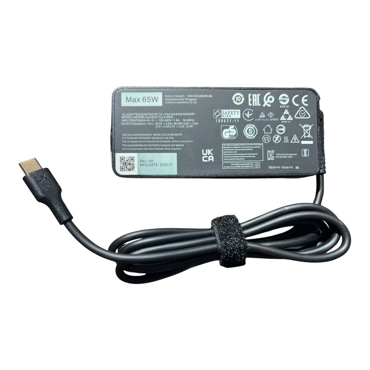 Зарядное устройство 65W USB Type-C для Lenovo ThinkPad Yoga IdeaPad