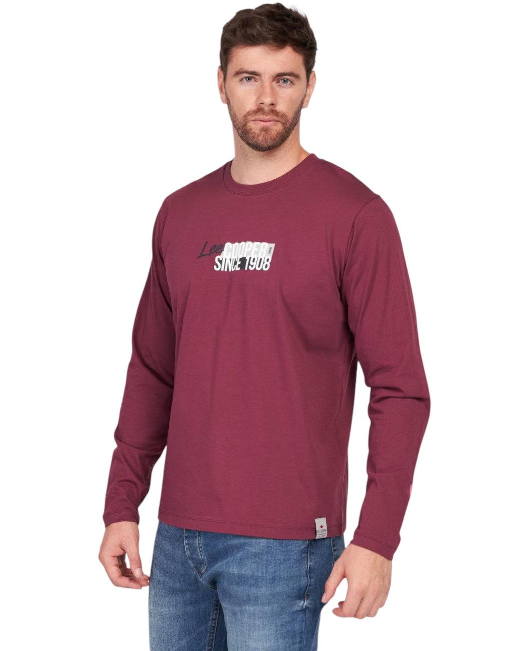 Футболка с длинным рукавом мужская Lee Cooper 10196422.216 XXL Бордовый (5942723002877)