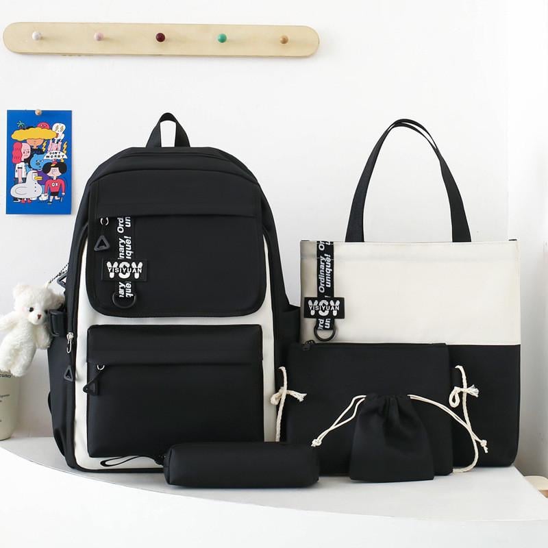 Школьный рюкзак для девочки 5в1 Черный (yy613-4) - фото 1