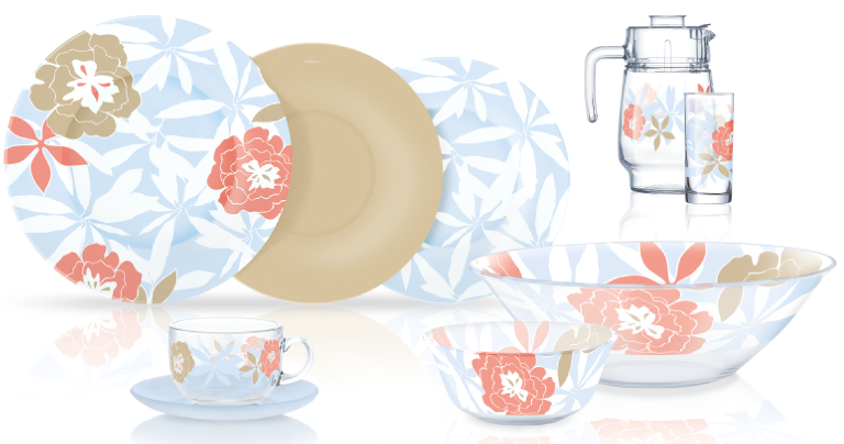 Сервіз столовий 46 пр. Luminarc Peony Floral Blue N6255