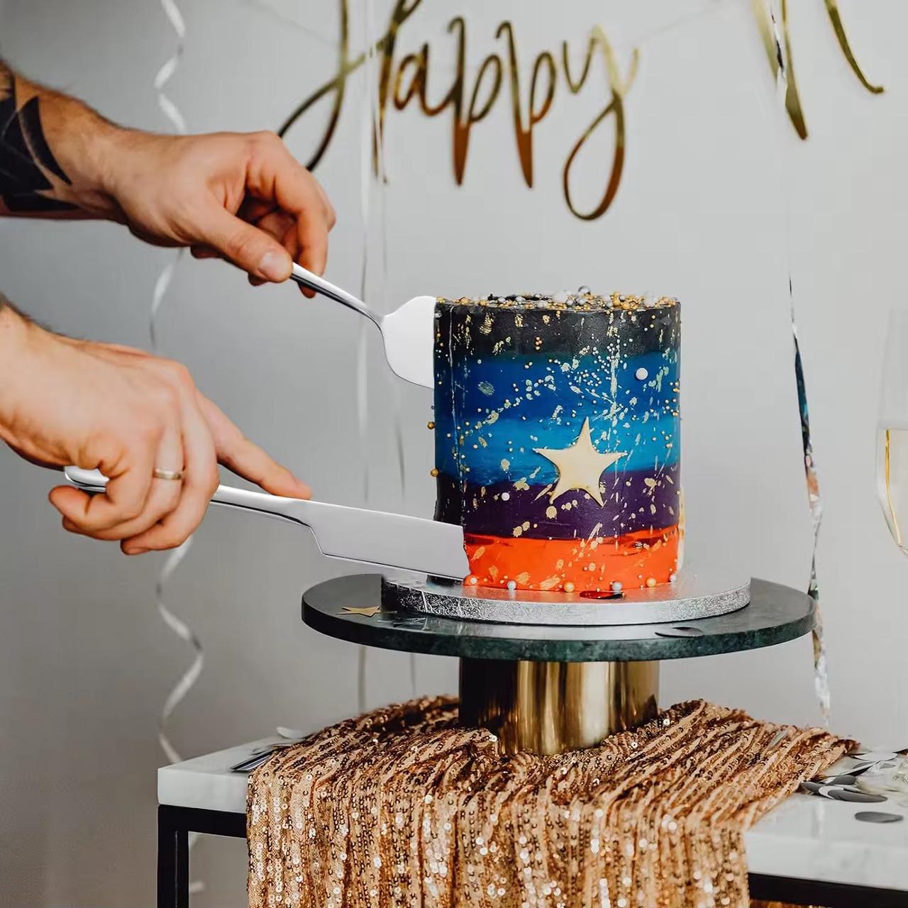 Набір лопатка та ніж з нержавіючої сталі для торта та десерту Сріблястий - фото 2 Набір лопатка та ніж з нержавіючої сталі для торта та десерту Сріблястий - фото 2