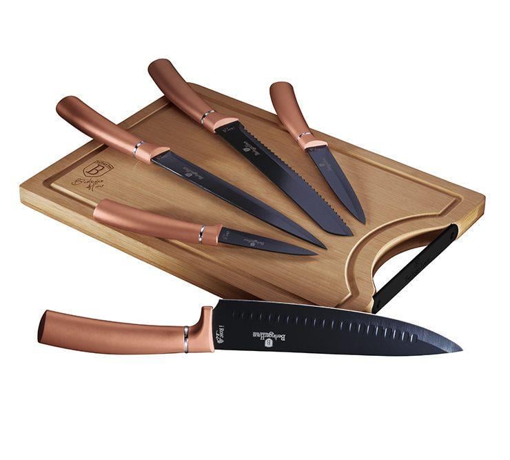 Набор ножей с раздельной доской Berlinger Haus Metallic Line Rose Gold Edition нож для хлеба/овощей/назерки/поварской (2238219393)