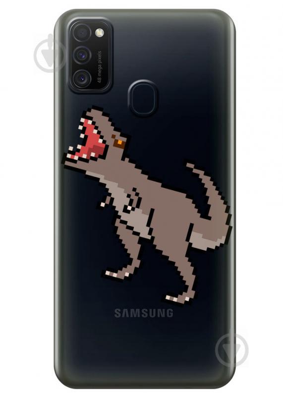 Прозрачный силиконовый чехол iSwag для Samsung Galaxy M21 с рисунком - Пикселький динозавр (M1772) Прозрачный силиконовый чехол iSwag для Samsung Galaxy M21 с рисунком - Пикселький динозавр (M1772)