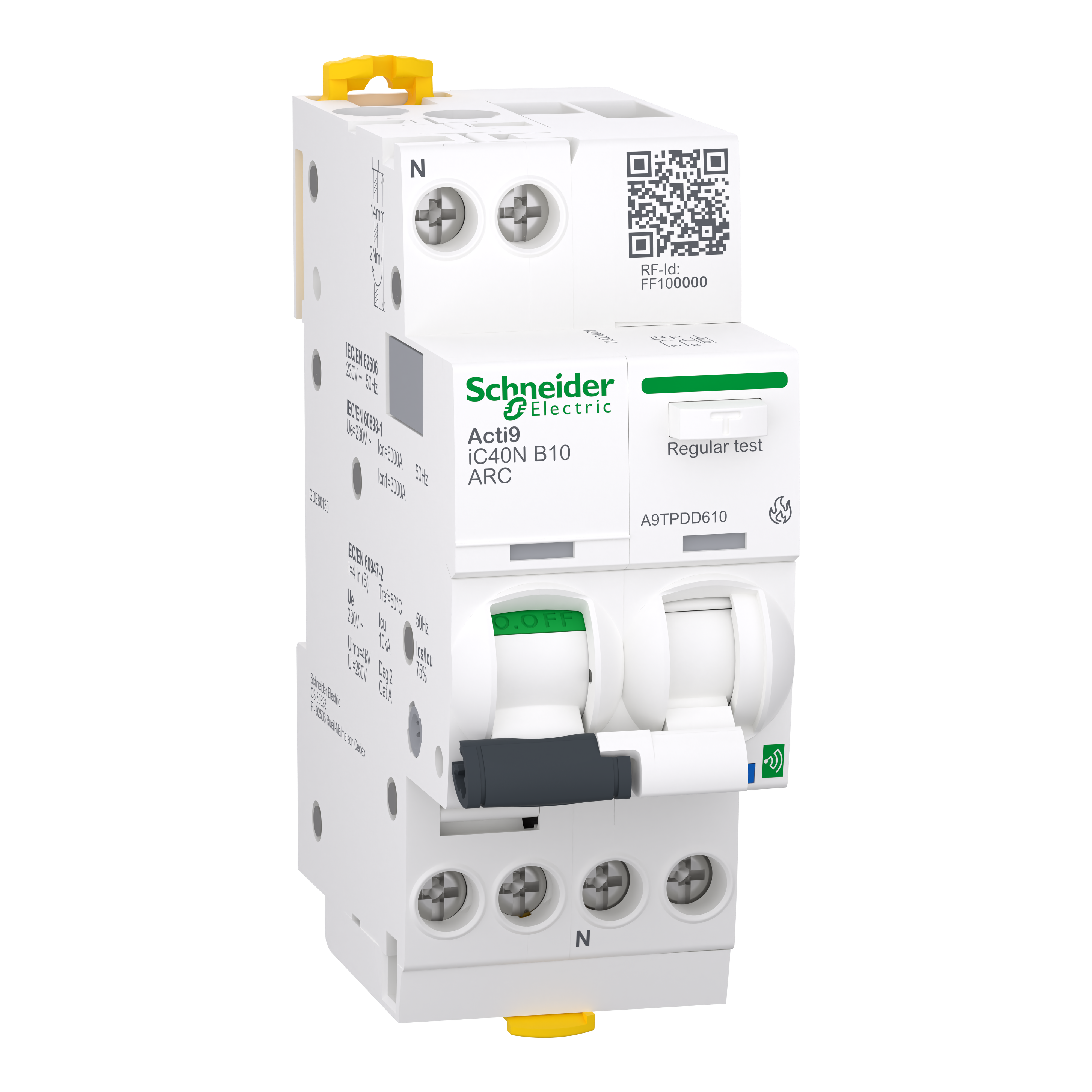 Пристрій захисту від дугового пробою Schneider Electric Active iC40N 1P+N 10A 6кА B (A9TPDD610)