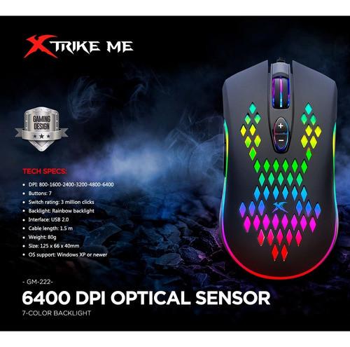 Игровая компьютерная мышь XTRIKE ME Gaming Backlight GM-222 проводная с подсветкой (1759977660) - фото 6