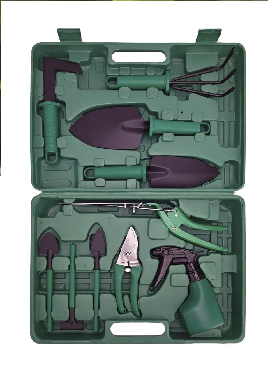 Набор ручных инструментов для сада Tapetool 10в1 в кейсе Зеленый (36574)