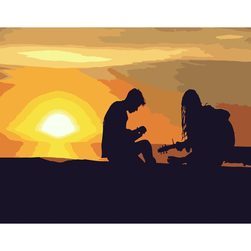 Картина по номерам Strateg Премиум Пара на закате 40х50 см (DY074)