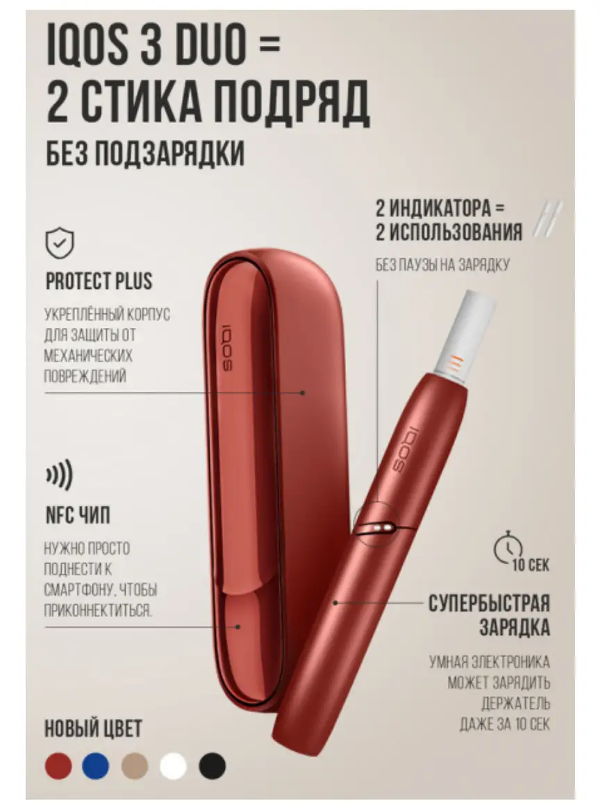 Пристрій для нагрівання тютюну IQOS DUO Red (10980540) - фото 7