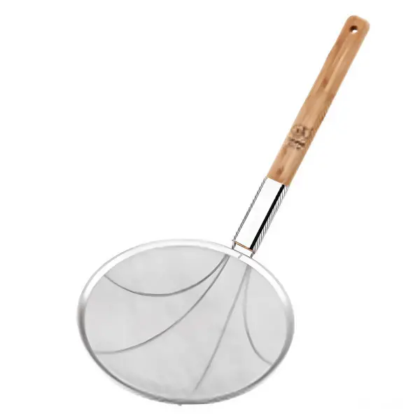 Шумовка паук для вока и фритюра Zhongjing из нержавеющей стали с деревянной ручкой 24 см Металлик (147-107-HP-19-19-24CM) - фото 2