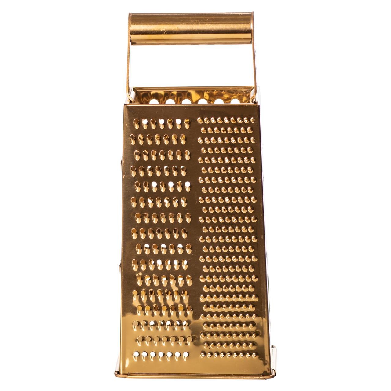 Терка ручная четырехсторонняя кухонная из нержавейки 11x8x24 см Золотистый (HP-8-12) - фото 3 Терка ручная четырехсторонняя кухонная из нержавейки 11x8x24 см Золотистый (HP-8-12) - фото 3