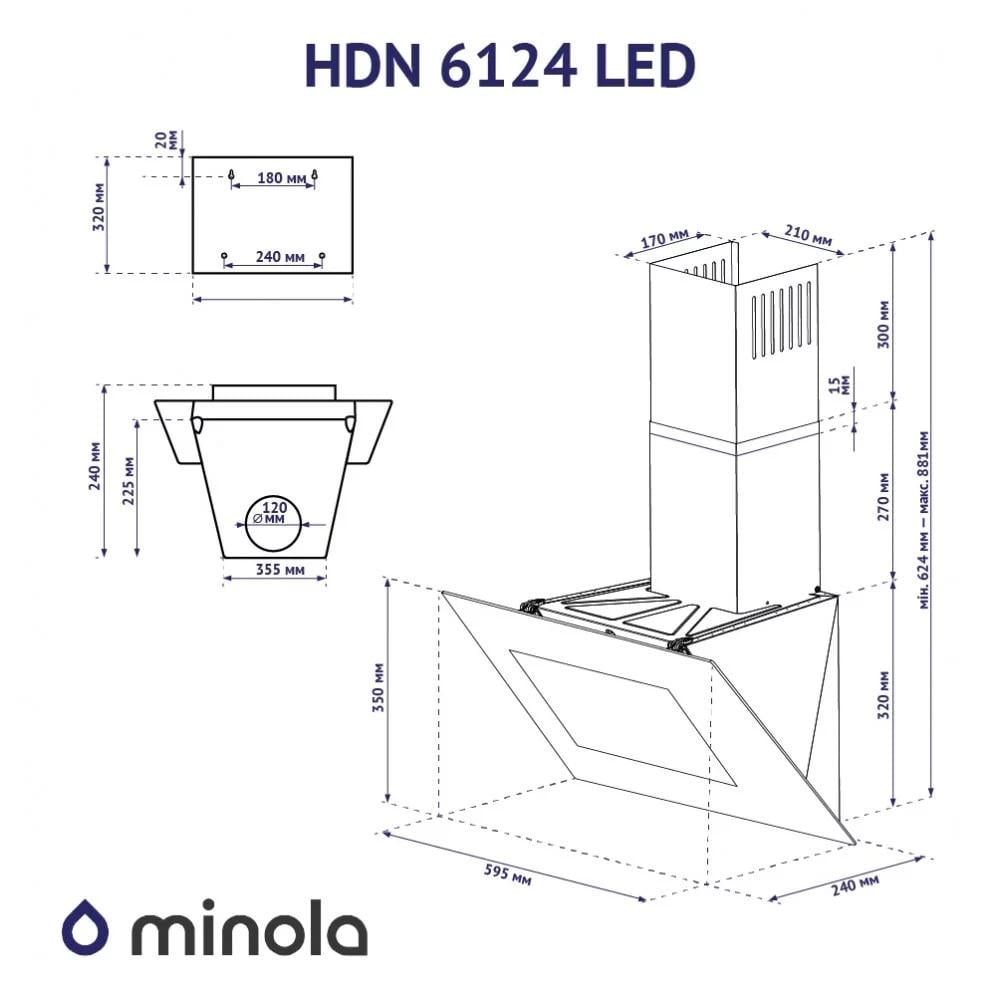 Витяжка похила Minola HDN 6124 BL Led - фото 12