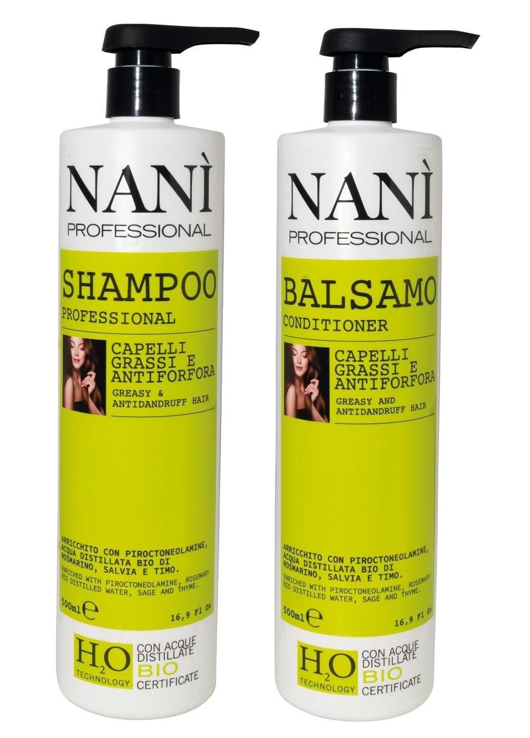 Набор для жирных волос Nani Professional Milano Greasy&Anti Dandruff 500 мл + 500 мл (E-00232N)