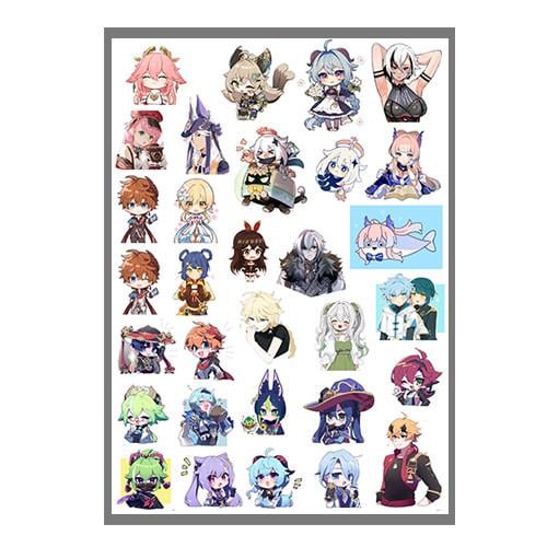 Стикеры наклейки Геншин импакт Genshin Impact А3 лист (stik_214)