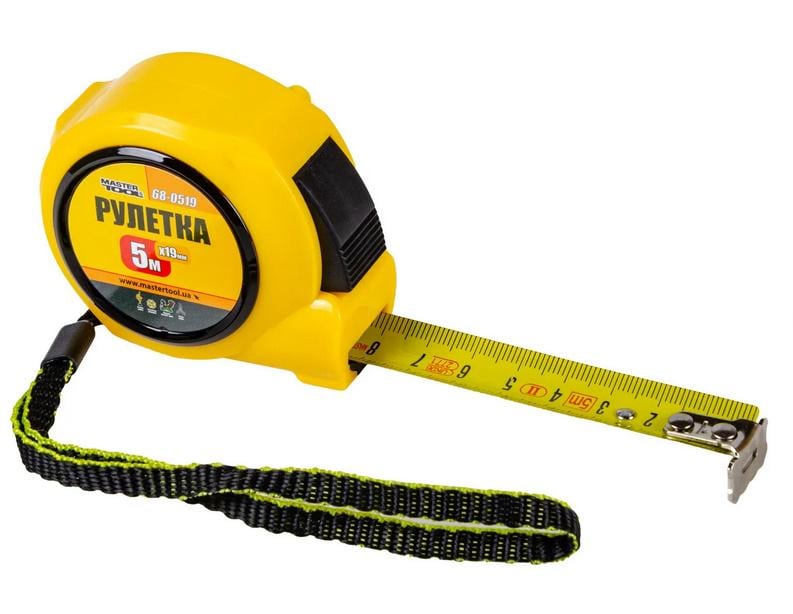 Рулетка MasterTool с автоматическим фиксатором полотна 5 м 19 мм (68-0519)