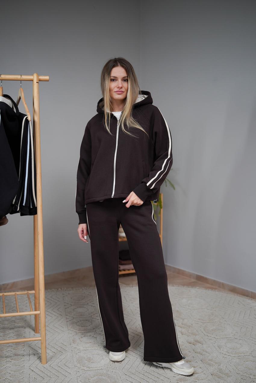 Костюм женский М208.4 на замке с начесом 3XL Коричневый (1028-1-65)