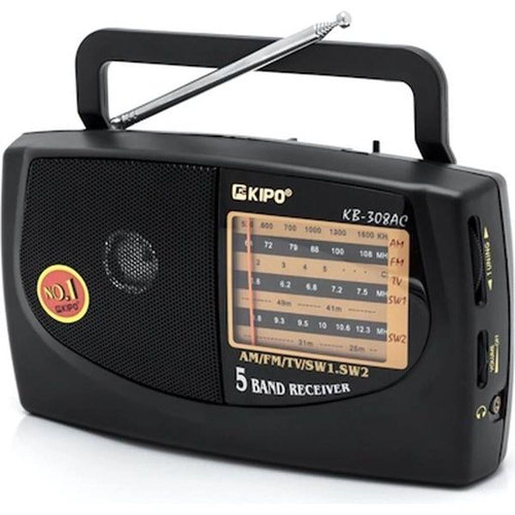 Радиоприемник портативный Kipo KB-308AC FM/AM/SW1/SW2 от сети и батареек Черный (GR-06661)