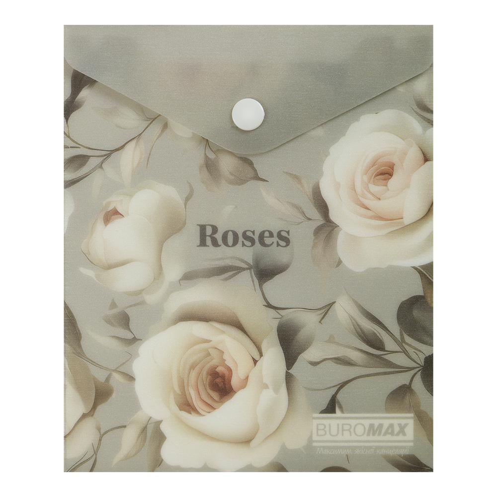 Папка-конверт Buromax Roses Arabeski на кнопке А6 полипропилен Серый (BM.3922-20)