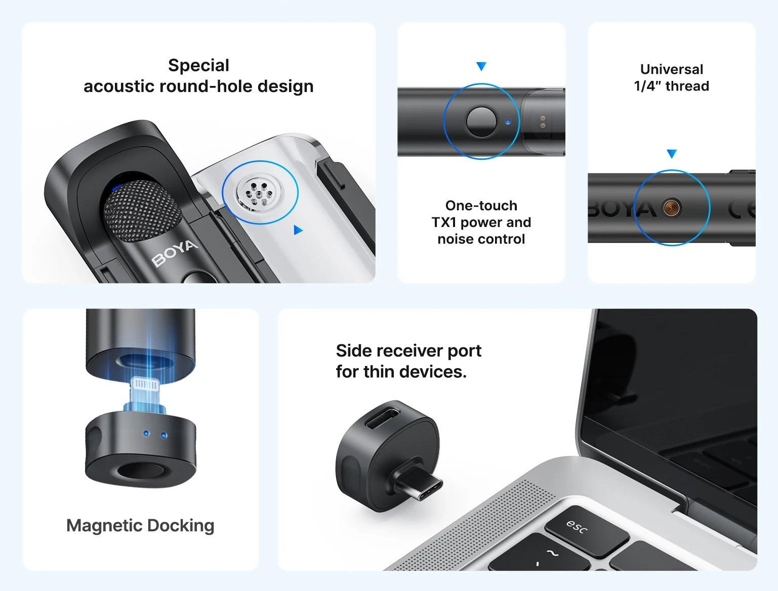 Микрофон-стик петличный для интервью Boya MAGIC-05 USB Type-C и петличная система на 2 микрофона с зарядным кейсом (50047) - фото 12