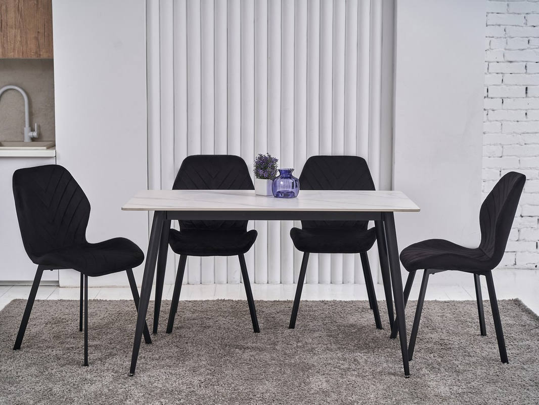 Стол обеденный керамический Ветро 1300х700х750 мм Мраморно бело/черный (TМ-100) - фото 4 Стол обеденный керамический Ветро 1300х700х750 мм Мраморно бело/черный (TМ-100) - фото 4