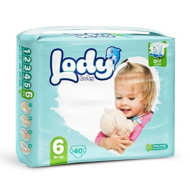 Детские подгузники дышащие LODY AIR JUMBO XLARGE р. 6 16+ кг 40 шт./уп. (000006641)