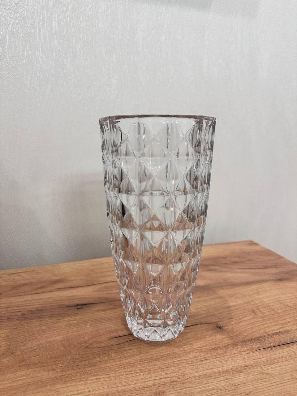 Ваза для цветов Jumbo Diamond из стекла 25 см Прозрачный (15342067)