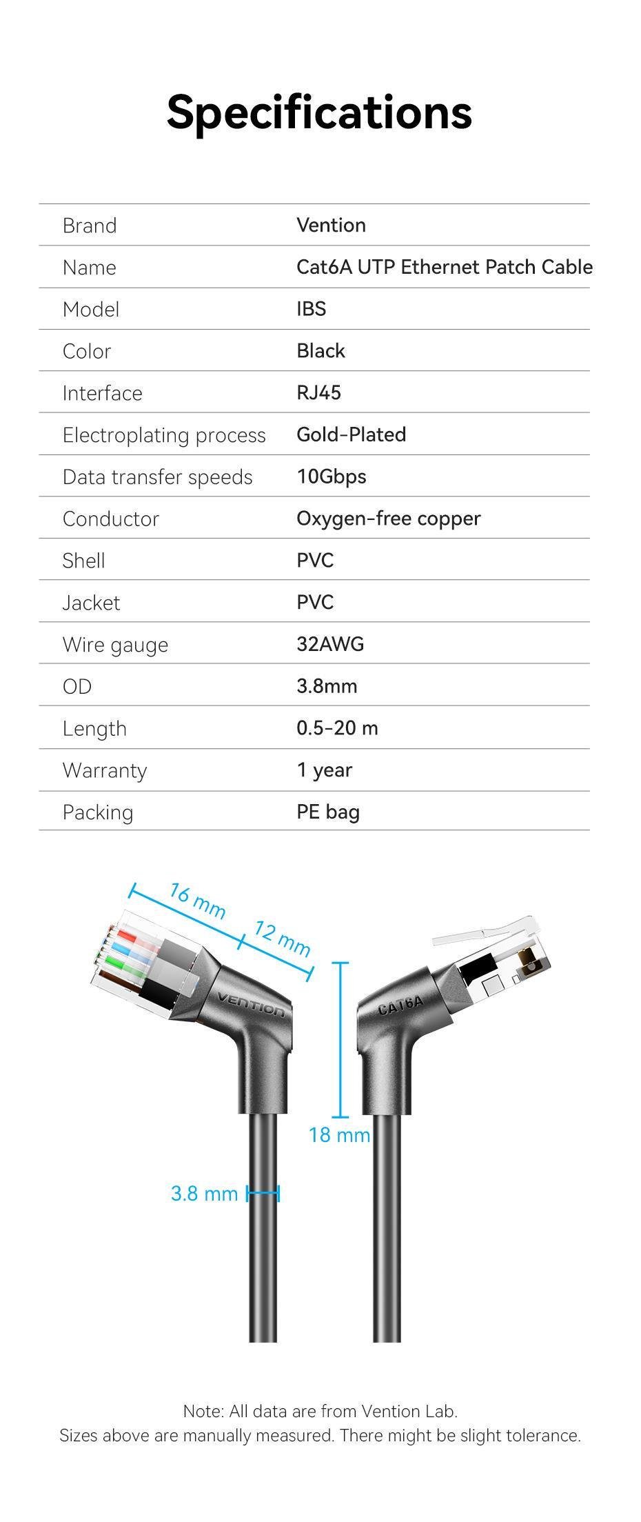 Патч-корд Vention Cat6A UTP 10 Гбит/с поворотный 90° 3.8 мм 0.2 м Черный (IBSBAH) - фото 10 Патч-корд Vention Cat6A UTP 10 Гбит/с поворотный 90° 3.8 мм 0.2 м Черный (IBSBAH) - фото 10