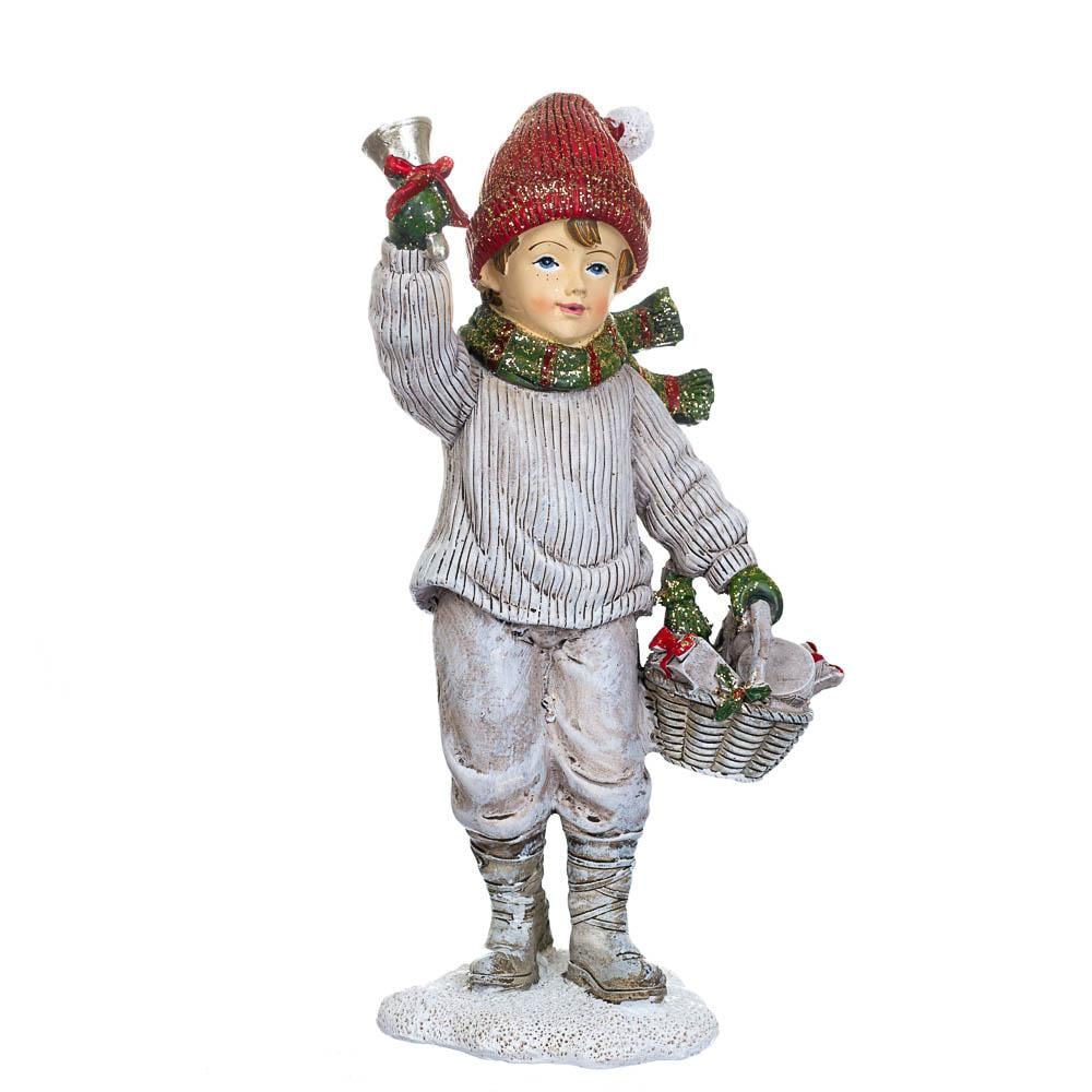 Новогодняя фигурка для праздничного интерьера Мальчик 20 см из полистоуна Серый (147-81-2007-054)