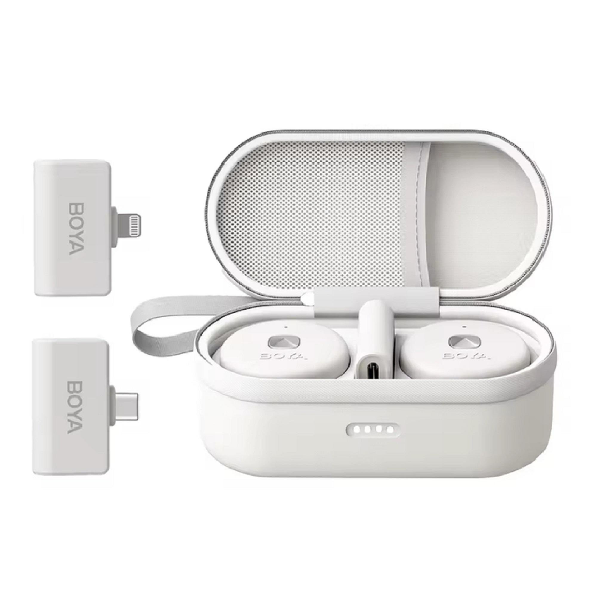 Мікрофон петличний Boya Omic-B COMBO white Lightning+USB Type-C з зарядним кейсом для iPhone та Android безпровідний для телефона (50064)