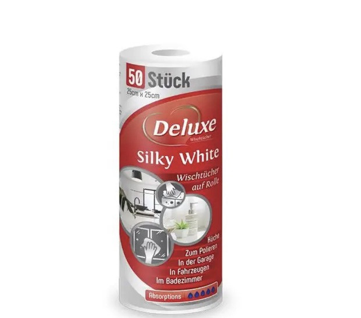 Серветки для прибирання багаторазові Deluxe Silky 50 шт. White