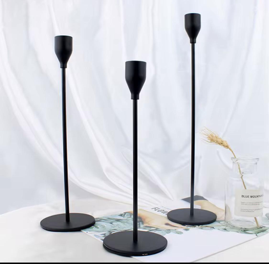 Набор металлических подсвечников Гармония минимализма 3 шт. 32х27х22 см Черный (90801) - фото 8