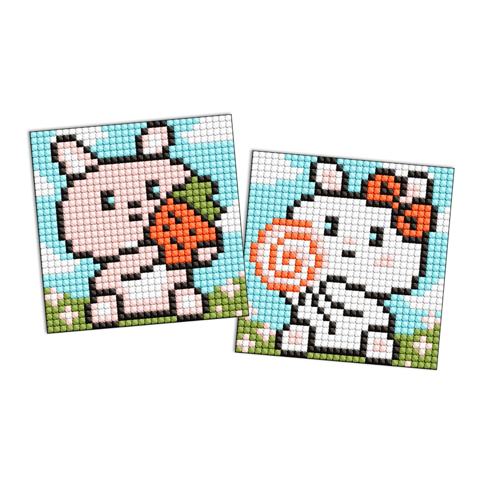 Алмазная мозаїка Милі зайченята AMS1093 на самоклеючій основі 9x9 см