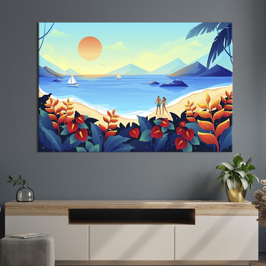 Настінний декор Пара на тропічному пляжі 51x34 см (1823-1)