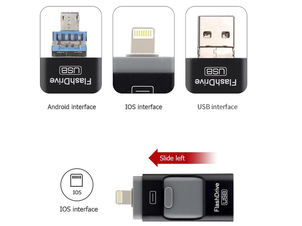 Флешка для Iphone 512 Гб USB micro USB Lightning 3в1 (20209) - фото 5