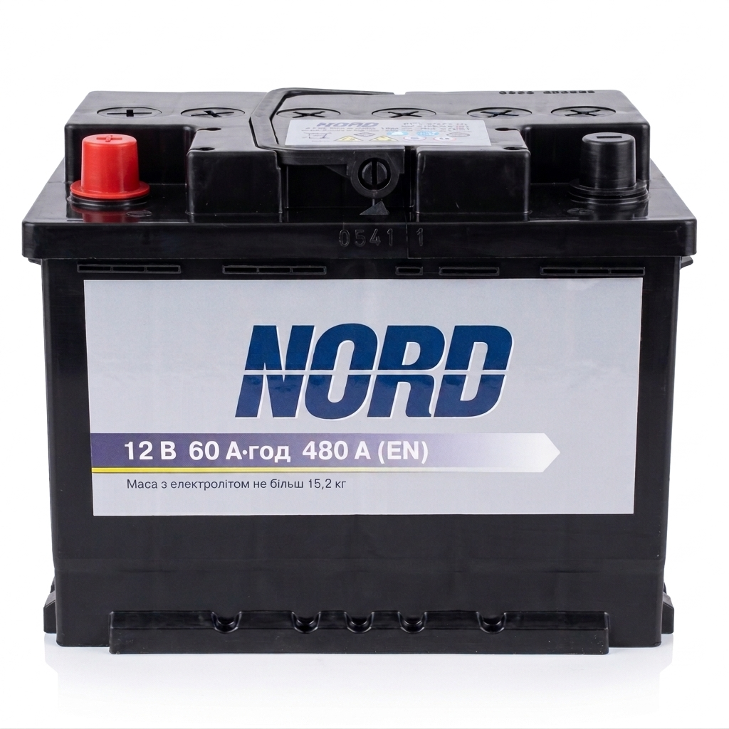 Аккумулятор автомобильный 6CT-60 NORD EN480 60Ah-12V + слева 242х175х190 мм