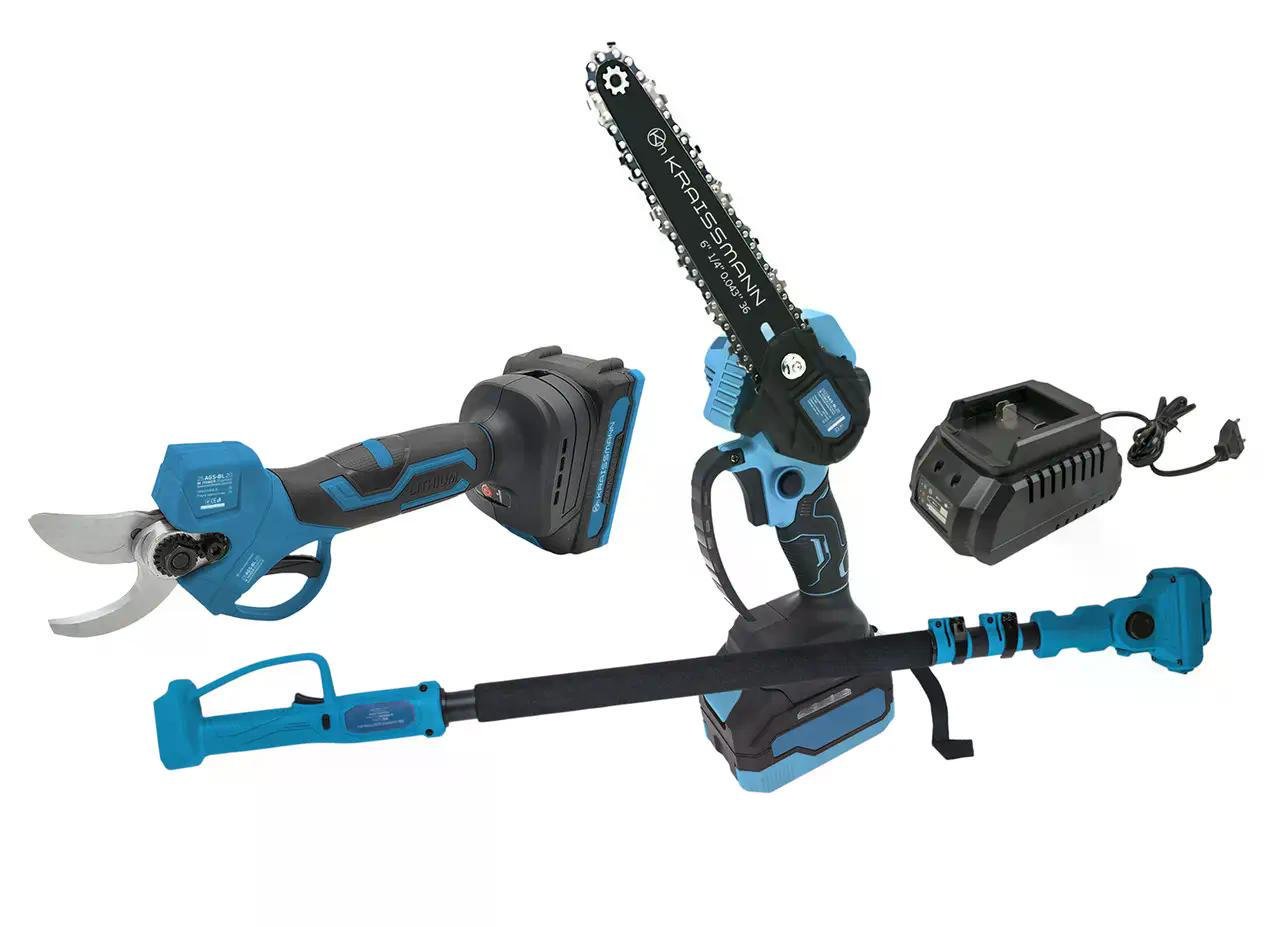 Набір електроінструментів KRAISSMANN 301 SAG 20 MP міні-пила 1522 AKS-BL 20 MP/секатор 25 AGS-BL 20 MP (28859093) - фото 2 Набір електроінструментів KRAISSMANN 301 SAG 20 MP міні-пила 1522 AKS-BL 20 MP/секатор 25 AGS-BL 20 MP (28859093) - фото 2