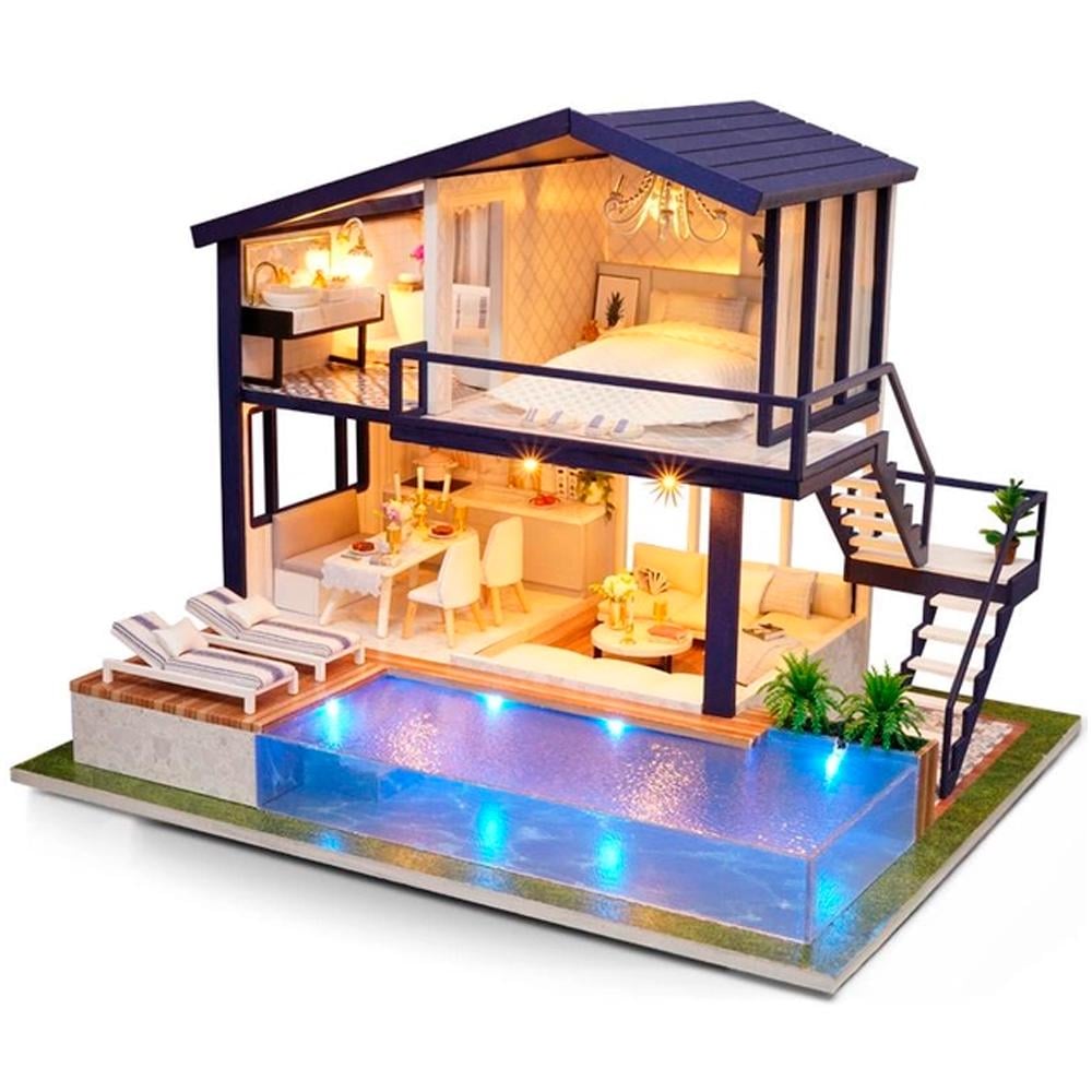 Кукольный дом Diy деревянный конструктор 3D Вилла и бассейн (1013-852-00)
